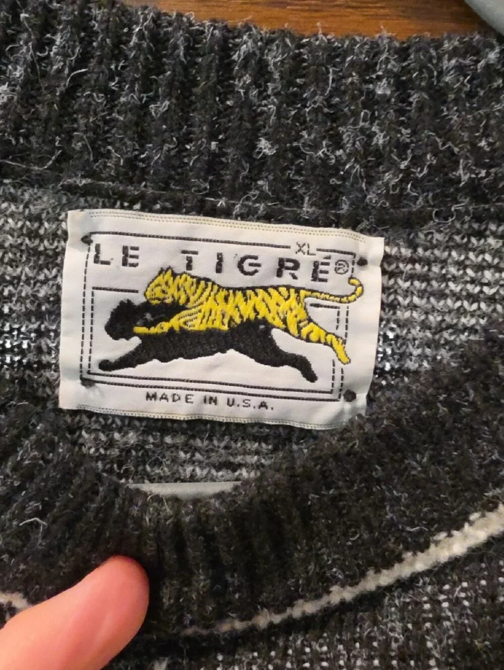 Le Tigre Black & Cream Geometric Crewneck Sweater